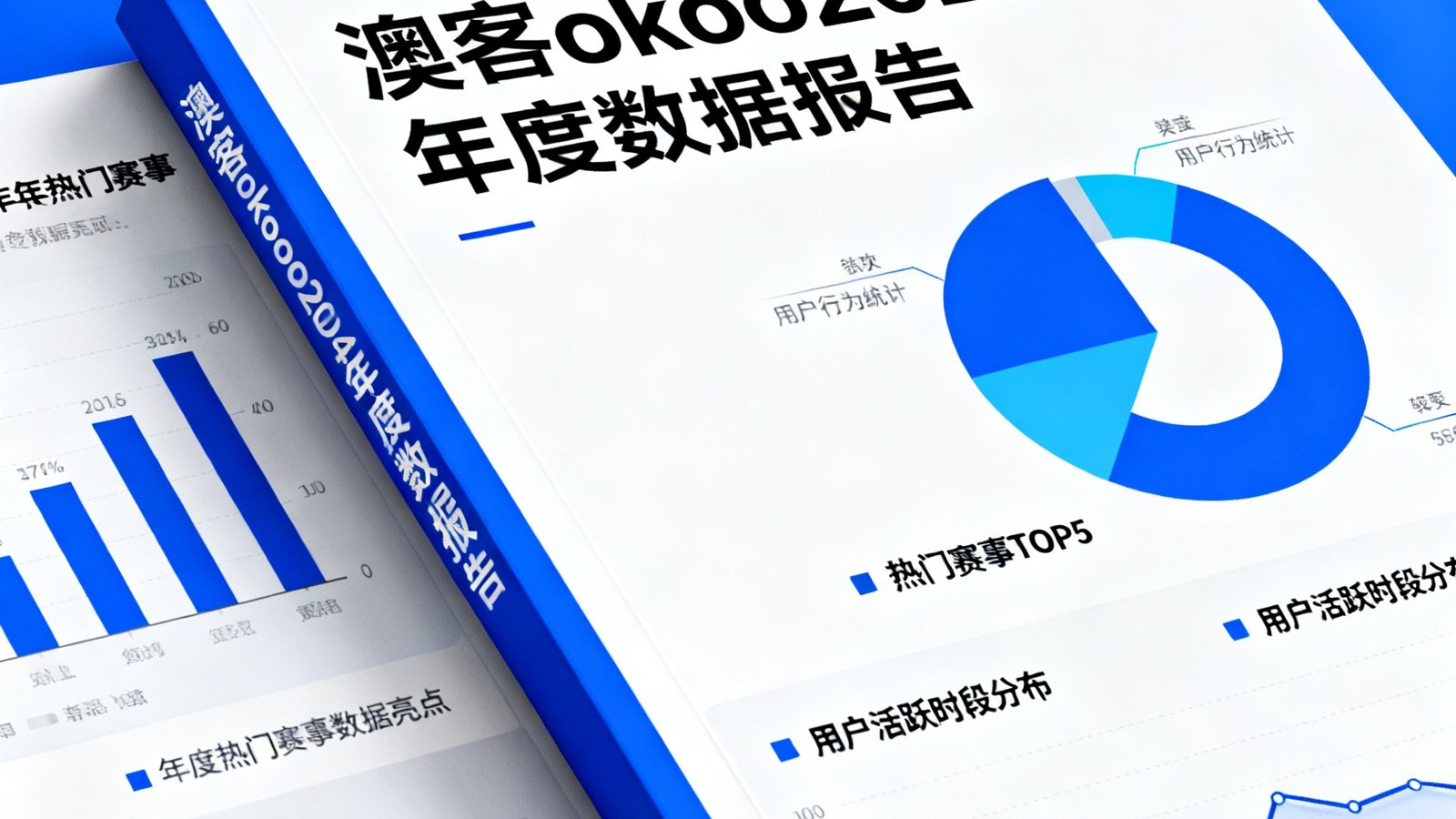 一张展示澳客okooo2024年度数据报告封面的高清图片,包含年度热门赛事数据亮点和用户行为统计的可视化图表